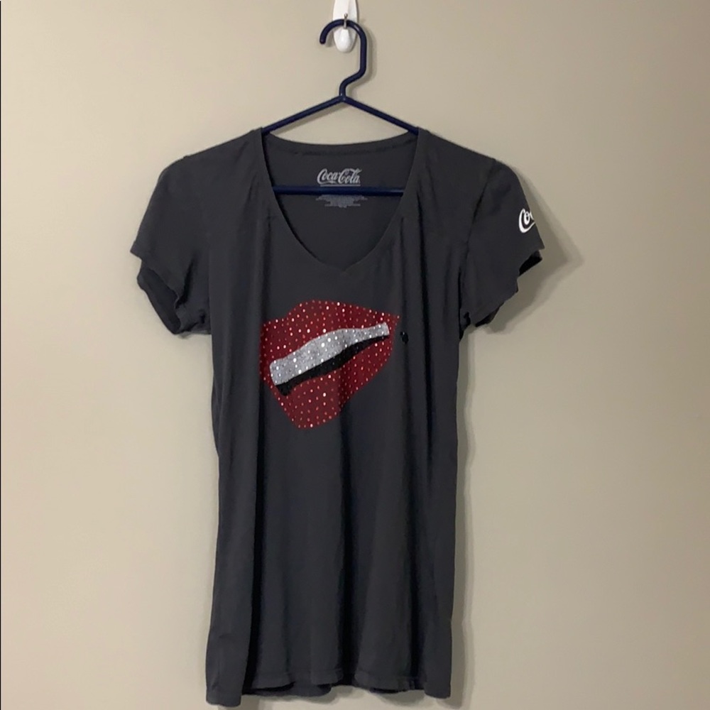 Coca-Cola rhinestone lip t-shirt